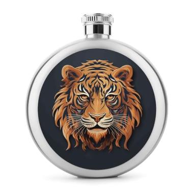 Imagem de Cantil de aço inoxidável, ano novo, design de logotipo de tigre, impressão, cantil, garrafa de viagem, portátil, garrafa de licor, garrafa de metal