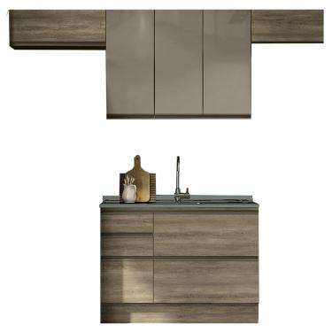 Imagem de Cozinha Modulada 4 Pecas 260 cm MDP Maxxi Nogal Kappesberg