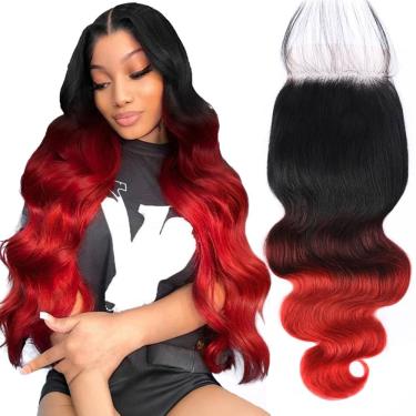 Imagem de Fecho QTHAIR 14A 1B/4/Red Ombre 45 cm Body Wave HD Lace