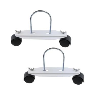 Imagem de Mewutal 2 peças de suportes de polia móvel de metal suportes de polia móvel base da estrutura do rodízio do aquecedor elétrico com rodas giratórias de 360° para radiador cheio de óleo (roda preta)