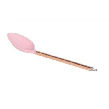 Imagem de Colher de Arroz Nylon com Cabo de Aço Inox Rose 30 cm - Lyor