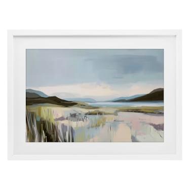 Imagem de Stupell Industries Impressão emoldurada branca paisagem da costa verdante sob vidro design por Elara Yasna, 43 x 58