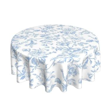 Imagem de AGAYNA Toalha de mesa floral azul claro redonda 178 cm chinoiserie vintage flor toalha de mesa, resistente a manchas, primavera, verão, sazonal, pequenas capas de mesa para cozinha, jantar, festa