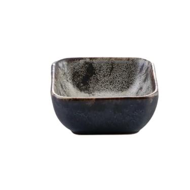 Imagem de Prato de exibição de lanches quadrados coloridos sob o esmalte de cerâmica japonesa simples retrô - padrão de pedra fosca