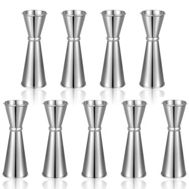 Imagem de Jigger de 9 peças para coquetéis de bar 59 g 28,3 g 304 copo medidor de vidro de aço inoxidável copo medidor copo duplo japonês para bartender bar suprimentos (prata)