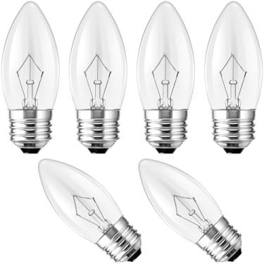 Imagem de jkahh Lustre de ponta de torpedo incandescente de 40W - Candelabro E26 médio equivalente a 40W, lâmpadas transparentes reguláveis de ponta incandescentes e base E26 média, lâmpadas de vela para