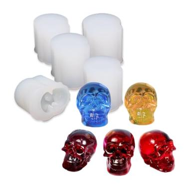 Imagem de Tone Fun 5 peças mini moldes de silicone de caveira para bricolage resina epóxi fundição artes artesanato pingente chaveiro pulseira brincos joias vela cordão luzes decoração