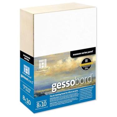 Imagem de Ampersand Art Supply Painel de pintura de madeira gesso: Série Museu Gessobord, 20,32 cm x 25,4 cm, Perfil de suporte de 5,08 cm