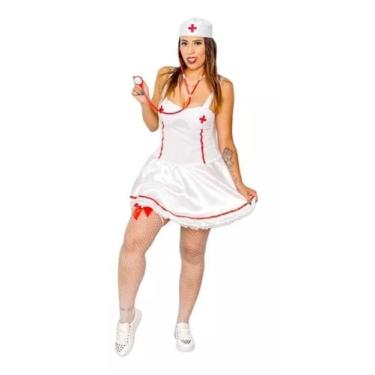 Imagem de Fantasia Halloween Feminina Enfermeira Adulto Carnaval (GG)