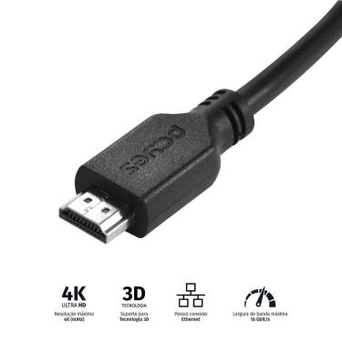 Imagem de Cabo Hdmi 2.0 4k 30awg Puro Cobre 1 Metro - Phm20-1