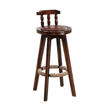 Imagem de GRFIT Cadeira de bar elegante cadeira de bar banco alto traseiro de madeira banco de bar giratório 360 graus cadeira de restaurante ilha bancos de bar ajustáveis (cor: latão)