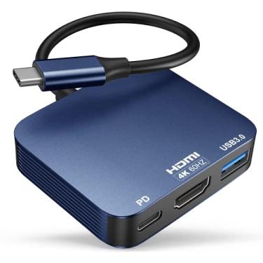 Imagem de Adaptador USB C para HDMI 【4K @60Hz】, adaptador Vilcome HDMI para USB C multiportas com porta USB tipo C PD e USB 3.0, compatível com MacBook Pro/Air, iPad Pro/Air, Dell XPS, iPhone 15 Pro/Max,