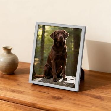 Imagem de Porta-retrato de 9 x 12,7 cm, estilo moderno, para parede e mesa, suporte decorativo para fotos, acabamento minimalista brilhante, ideal para casa (prateado)