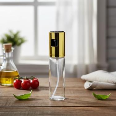 Imagem de Pulverizador de óleo para cozinhar, frasco de spray de azeitona para cozinha, 100 ml, frasco de vidro para cozinhar/salada/churrasco (dourado)