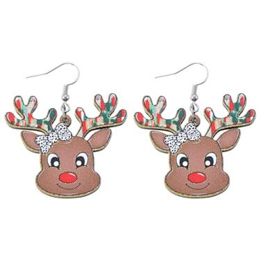 Imagem de Brincos de Natal para mulheres, brincos pendentes de veado, roupas de Natal, acessórios de bijuteria, 2inch, Aço inoxidável, Sem pedra preciosa