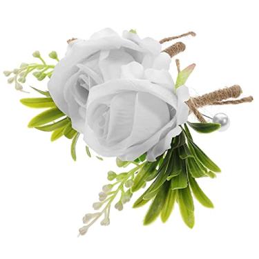 Imagem de 2 peças de flores artificiais para casamento, flor na lapela para noivos e noivas, para decoração de casamento, alfinetes florais para homens e mulheres, acessórios de flores para festas de casamento