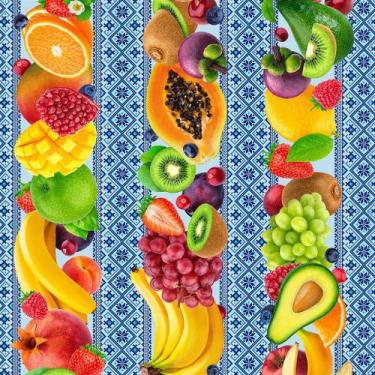 Imagem de Tecido Tricoline Estampa Digital Barrado Salada de Frutas - Peripan - 