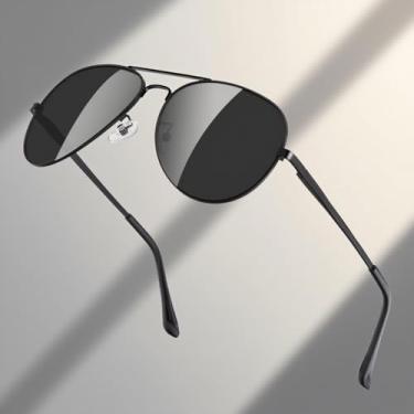 Imagem de Óculos de sol aviador polarizados para mulheres, óculos de sol com armação de metal polarizado para dirigir ao ar livre, pesca, Preto