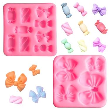 Imagem de Molde de chocolate doce de 2 peças, moldes de fondant rosa, mini molde de silicone, molde pop de bolo de moagem, ferramentas de decoração de bolos DIY para artesanato de açúcar, topo de cupcake