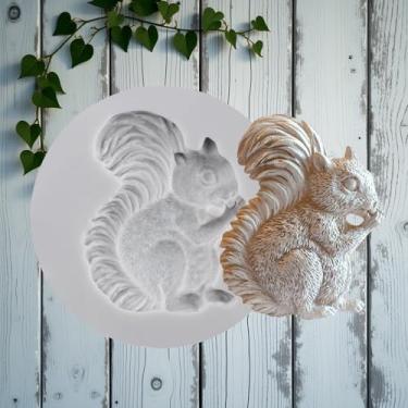 Imagem de Moldes de silicone para doces de esquilo para decoração de bolos de animais da floresta, topos de cupcake, pasta de goma de chocolate, argila de polímero