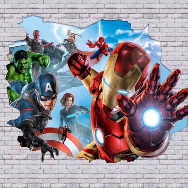 Imagem de Papel De Parede Adesivo Vingadores Efeito 3D Buraco 1X1 - Final Decor