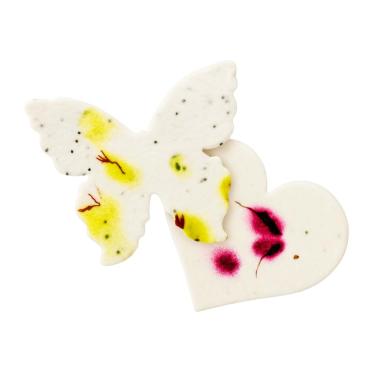 Imagem de Seed Bloom 48 peças de papel de semente plantável – 24 corações e 24 borboletas embutidos com sementes de flores silvestres para chá de panela, presente de casamento, aniversário e outras celebrações