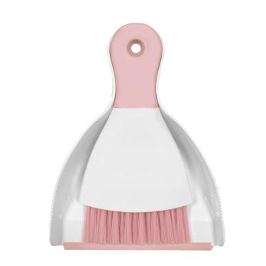 Imagem de Conjunto de mini vassoura com pá de lixeira pequena e conjunto de pincéis, ferramentas de limpeza rápida para cozinha, mesa, teclados e sofás de ninho (rosa)