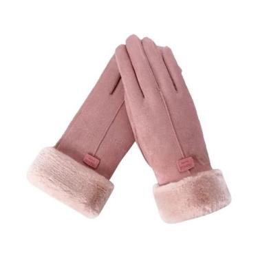 Imagem de Luvas de Inverno Femininas Quentes e Peludas - Touchscreen - Para Espo
