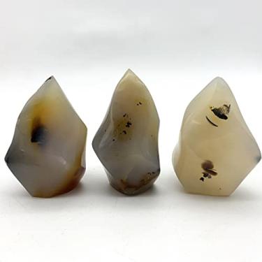 Imagem de URMIBDAI Decoração de casa cheia de textura, quartzo de ágata do oceano natural, pedras polidas em forma de chama, exibição de cristal, pedras preciosas, presentes de decoração de minerais, cristal