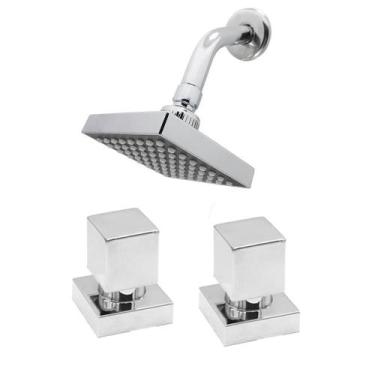 Imagem de Kit Chuveiro Ducha Cromado + 2 Acabamentos Registro Luxo - Shop Hidrau
