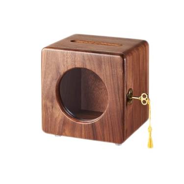 Imagem de ZABEES Cofrinho com trava para casa cofrinho de madeira maciça grande cofrinho criativo decoração de aniversário batismo