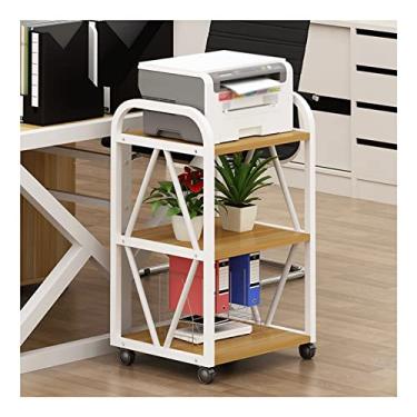 Imagem de YWangQiang Suporte de impressora para suporte de estante de impressão de mesa polia do chão ao teto prateleira de impressora escritório 3 camadas armazenamento de arquivos móvel rack impressora mesa