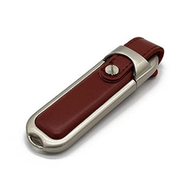 Imagem de Pen drive USB de couro 64 GB 32 GB 16 GB 8 GB 4 GB Pen Drive USB 2.0 (tamanho: 4 GB, cor: preto) (marrom 64 GB)
