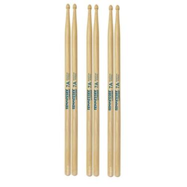 Imagem de Kit 3 Pares Baqueta Liverpool Tennessee Hickory Tnhy 7Am