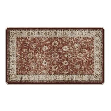 Imagem de Livcoz Boho Vintage Floral Welcome Tapete para porta da frente, retrô, elegante, floral, decorativo, antiderrapante, tapete de entrada, casa de fazenda, discreto, interior, exterior, decoração de