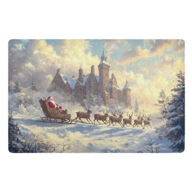 Imagem de SEHANY Tapete de porta de inverno Papai Noel Natal para todos os climas, impermeável, secagem rápida, bem-vindo, tapete de entrada antiderrapante, tapete decorativo de poliéster para entrada, varanda