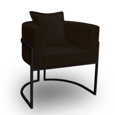 Imagem de Poltrona para Sala Base de Metal Reforçada Liz Veludo Marrom - LH Deco