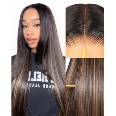 Imagem de TESLAL Balayage Wear And Go Glueless Wigs Cabelo Humano Pré-Cortado Hd Lace Wig 6X6 Layered Straight Wigs Para Mulheres 260% Densidade Sintética Human Hair Blend Wig Por Crafted Technology 26 Polega