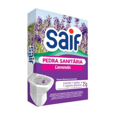 Imagem de Pedra Sanitária Lavanda Saif 25G, Desodorizador Sanitário Perfumado, Roxo, Rende Até 180 Descargas, Contém 1 Pedra E 1 Suporte Plástico