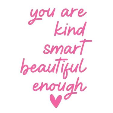 Imagem de Nextpal 4 peças de adesivos de afirmação de espelho de banheiro, decalques de parede de vinil com frase You are Kind Smart Beautiful, decoração positiva para meninas e adolescentes Vanity Peel and