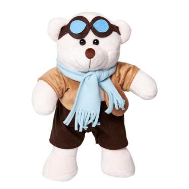 Imagem de Urso de Pelúcia Aviador Baloeiro 32cm Decoração Brinquedo Infantil Dia