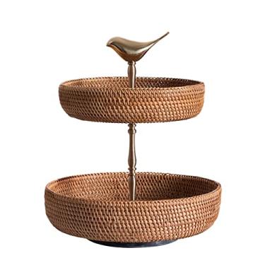 Imagem de Tigela de frutas com 2 camadas, suporte de armazenamento de frutas e vegetais, suporte de armazenamento de pão em casa, cozinha, sala de estar e escritório, fruteira decorativa