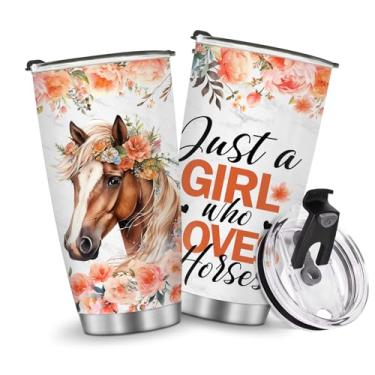 Imagem de Garrafa de água para viagem, copos isolados, caneca de café, presentes para Natal, aniversário, dia das crianças, presente de aniversário, cavalo quente e metal frio, 590 ml, alça gelada