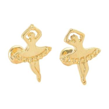 Imagem de Brinco Baby Bailarina Folheado a Ouro de Alta Qualidade para Bebês e C