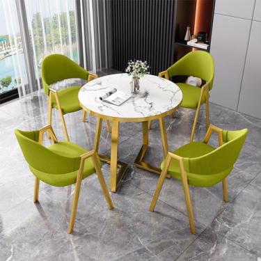 Imagem de Conjunto de mesa e cadeira de clube de recepção de escritório, mesa de negociação, mesas de sala de reuniões pequenas, mesa de centro e cadeira, conjunto de mesa de jantar para 4 (cor: 10, tamanho