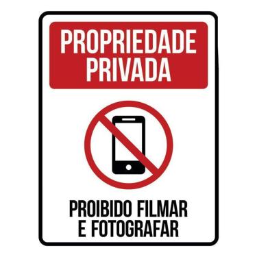 Imagem de Kit 3 Placas Propriedade Privada Proibido Filmar Fotografar