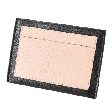 Imagem de Porta Cartão Feminino Couro Mariart 617 Preto/Rosa Chiclete