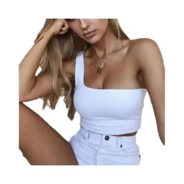 Imagem de Top Cropped Feminino De Um Ombro Só Sem Mangas Para O Verão, Blusa Reg