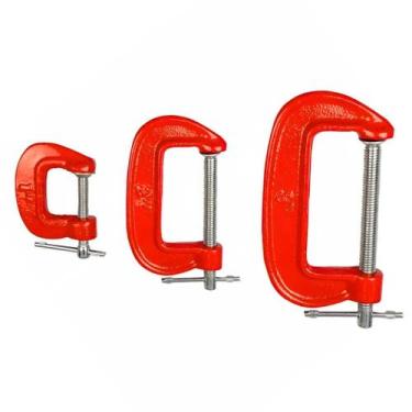 Imagem de Kit Jogo 3 Grampos Tipo C 50X60X95Mm Marceneiro Profissional Madeira M