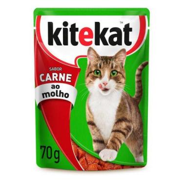 Imagem de Kit Ração Úmida Carne ao Molho para Gatos Adultos 24 Unidades Kitekat 